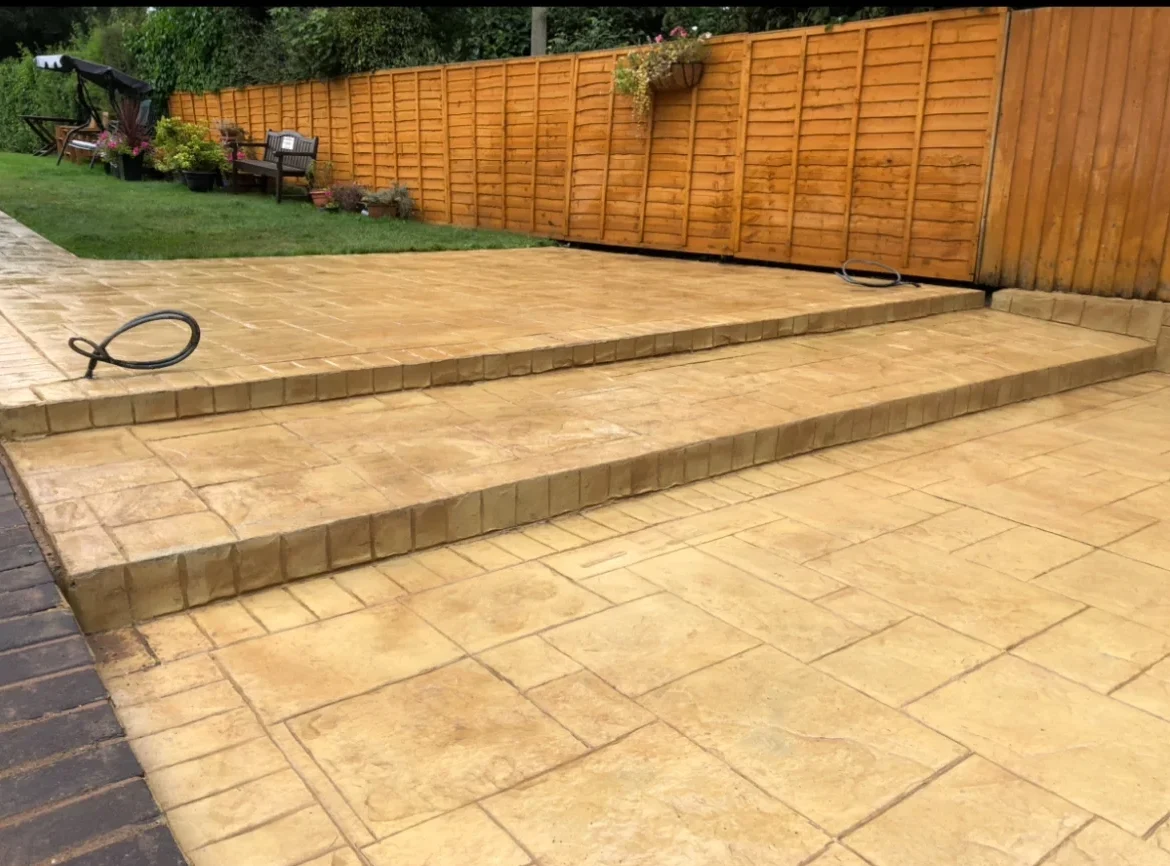 Patterned imprinted concrete driveway in Wrexham