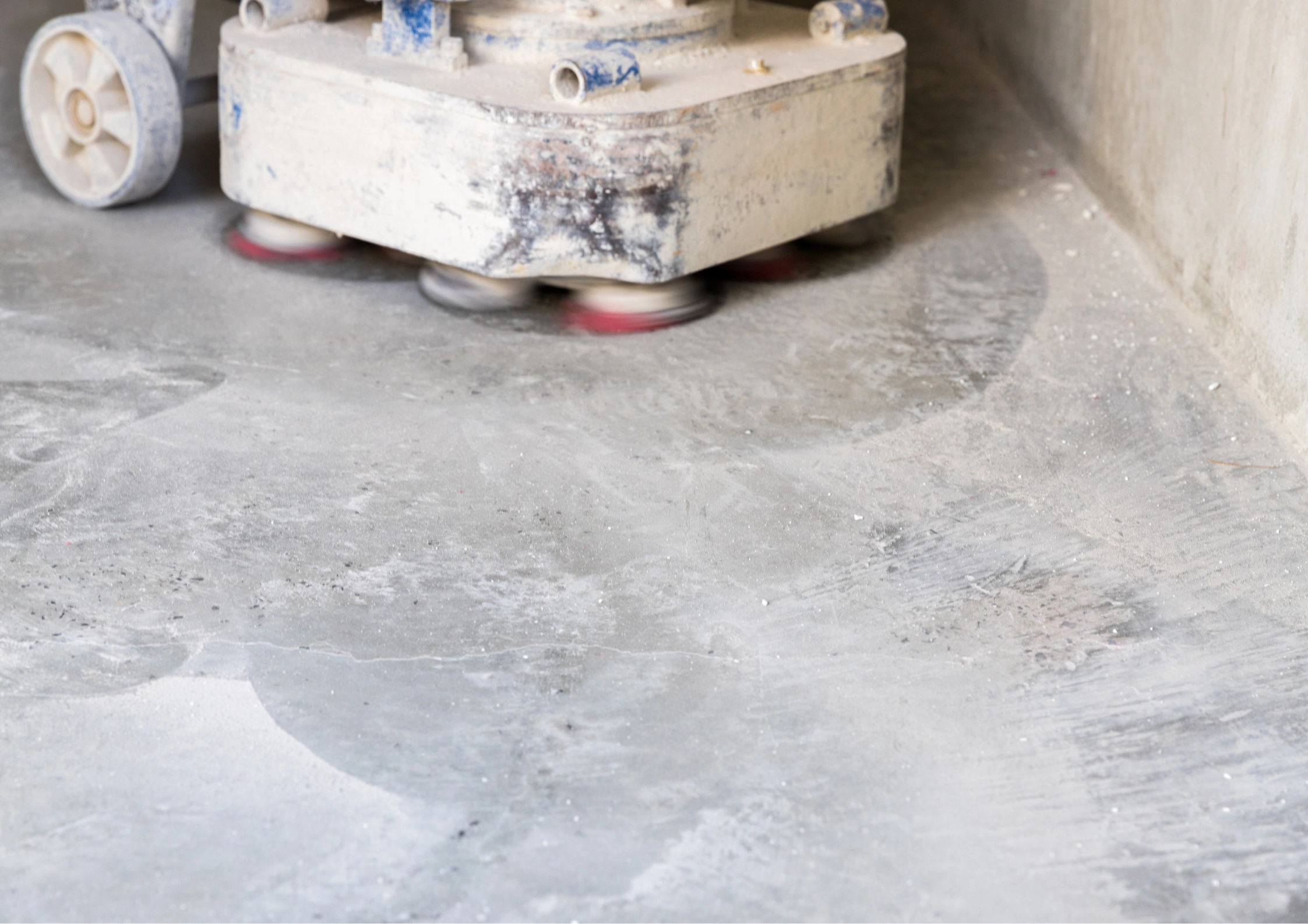 High-gloss polished concrete floor with exposed aggregate for a showroom